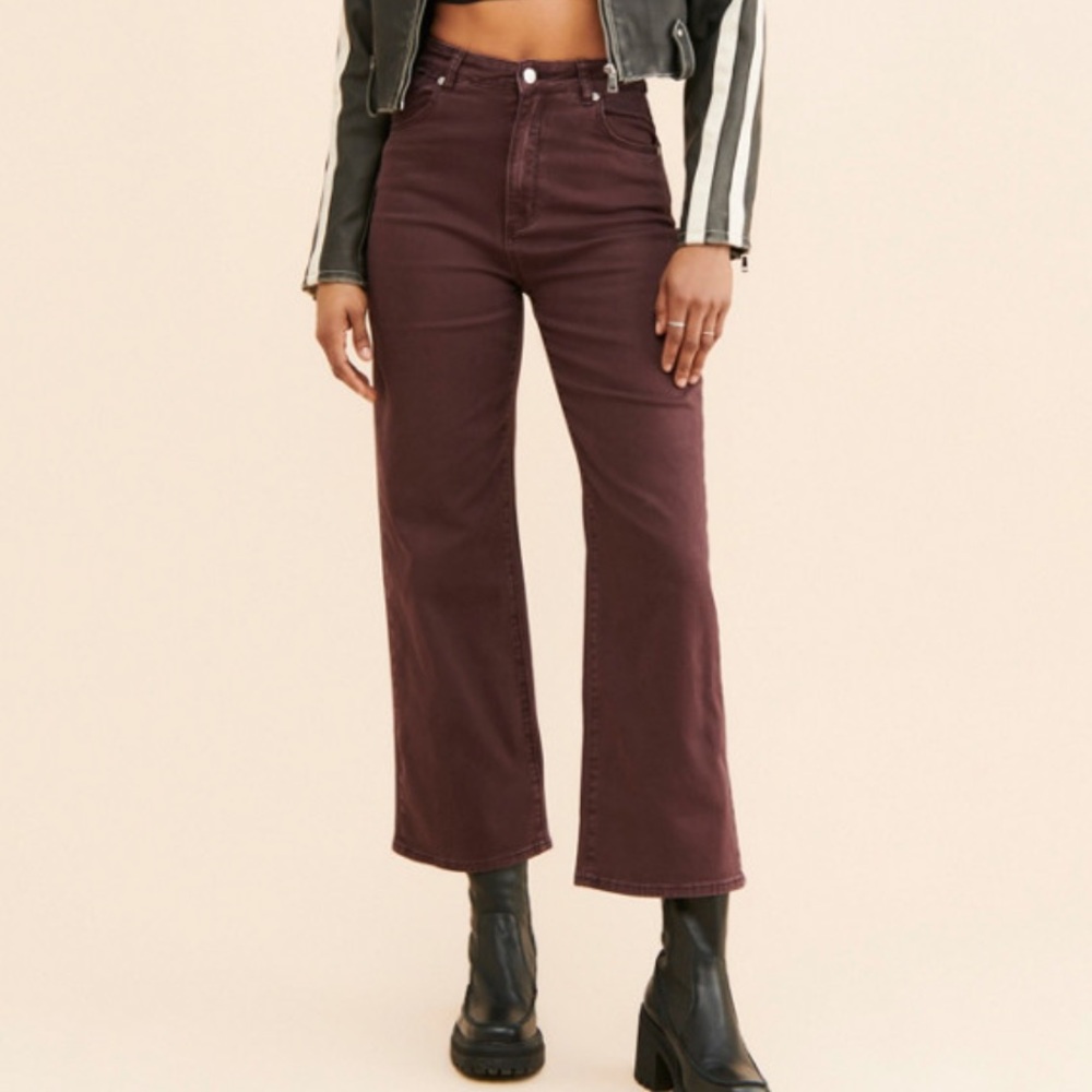 Rollas Brown Heidi High Rise Wide Leg Jeans